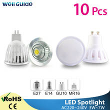 10pcs LED Spot Lamp Bulb GU10 MR16 E27 E14 LED Spotlight AC 220V 3W 5W 6W 7W Lampada aluminum COB SMD led bulb Energy Saving 2024 - buy cheap