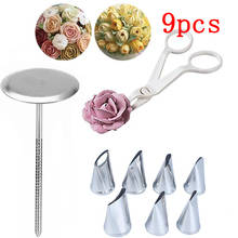 9 pçs/set 1 flor scissor + 1 bandeja de bolo 7 pçs tulipas rosa bico decoração do prego levantador fondant creme transferência ferramentas de pastelaria cozimento 2024 - compre barato