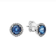 pandora  Earrings 100% 925 Sterling Silver Blue Round Sparkle Earrings For pandora Women Jewelry Gift 2024 - buy cheap