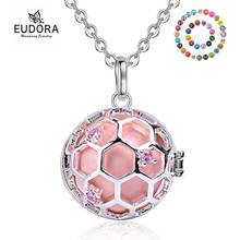 EUDORA 20 mm Beehive Locket Cage Necklace with Pink Crystal CZ Harmony Bola Ball Pendant with Sound colorful Pregnancy Ball K312 2024 - buy cheap