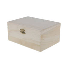 Caixa de madeira sem acabamento, caixas de presente, joias, artesanato, diy 2024 - compre barato