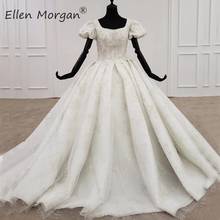 Elegant Short Sleeves Ball Gowns Wedding Dresses Princess Custom Made Luxury Pearls Ruffles 2020 Real Photos Bridal Gowns 2024 - buy cheap