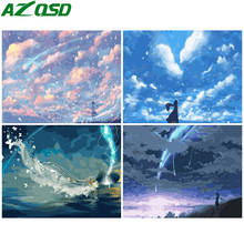 Azqsd coloração por números céu pintura em tela kits decoração para casa pintura por números paisagem pintura acrílica arte da parede 2024 - compre barato