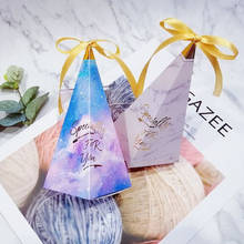 Caja Triangular de papel para dulces, decoración de recuerdo de fiesta de boda, Caja de galletas, estilo pirámide, 50 Uds. 2024 - compra barato