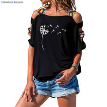 Fashion Tops Women Wildflower Dandelion Print Women Tshirt Cotton Casual Funny T shirt Women Hollowing Out Gift Oversized 2024 - buy cheap
