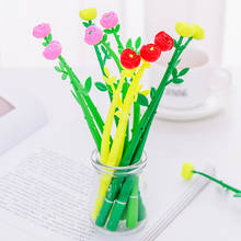 ¡Venta al por mayor! Bolígrafo de Gel de flores rosas de 30 Uds., bolígrafos creativos de plantas de goma suave para estudiantes, bolígrafo negro 0,5, papelería de aprendizaje 2024 - compra barato