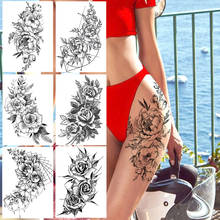 Sexy sexy peônia tatuagens temporárias mulheres adulto flor braço tatuagens adesivo à prova dwaterproof água falso bloossom floral corpo perna arte tatoos 2024 - compre barato