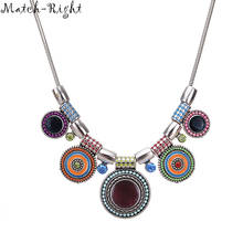 Match-Right Bohemia Vintage Metal Enamel Statement Necklace Women Multicolor Necklaces & Pendants Jewelry Colar For Gift Party 2024 - buy cheap