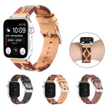 Pulseira de couro genuíno para apple watch band 44mm 40mm 38mm 42mm tecer artesanal pulseira de pulso para iwatch series 6 se 5 4 3 2 1 2024 - compre barato