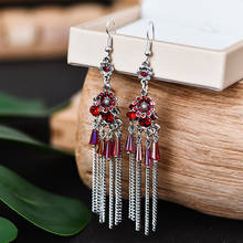 Bohemian Silver Color Dream Catcher Leaf Tassel Earrings For Women Indian Jewelry Long Chain Beads Drop Dangle Earrings 2024 - buy cheap