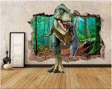 Personalizado mural 3d foto papel de parede na parede hd dinossauro buraco tv fundo decoração da sua casa sala de estar papel de parede para 3 d 2024 - compre barato