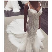 2020 Vintage Lace Tulle Mermaid Wedding Dresses With Straps  Sweetheart Black Women Wedding Gown Country Bridal Gown Custom Made 2024 - buy cheap