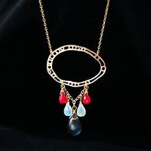 Lii Ji-colgante de plata y oro de 14K con piedras preciosas 925, collar de borla, rubí Real, piedra lunar, labradorita, regalo de moda 2021 2024 - compra barato