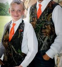 2021 New Camo Boy's Formal Wear Camouflage Vests Cheap Sale ( Vest + Orange Tie ) For Wedding Party Kids Boy Formal Wear Custom 2024 - buy cheap