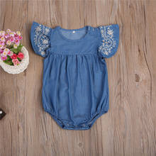 0-24M Baby Clothing Baby Girls Denim Romper Newborn Jumpsuit Kids Flying Sleeve Outfits Sunsuit Clothes 2024 - buy cheap