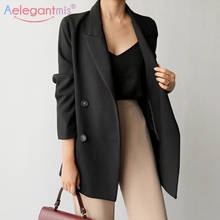Aelegantmis Korea Loose Black Blazer Coat Women Office Lady Spring Chic Notched Casual Work Blazer Female Elegant Business Coats 2024 - buy cheap