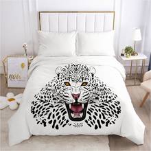 Capa de edredon personalizável 3d com zíper, edredon/cobertor, cobertor para cama 140x200 240x220 estampa de leopardo 2024 - compre barato