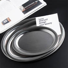 304 Stainless Steel Korea Oval coffee cake plate cup tray steak Pan Fruit Dishes Saucer Tea Tray Dessert Plate Tableware Set 2024 - buy cheap