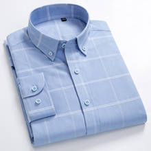 Мужская рубашка с длинными рукавами из 100% хлопка, большая клетчатая рубашка с отложным воротником на пуговицах, высококачественные полосатые повседневные рубашки размера плюс S-8XL 2024 - купить недорого