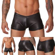 Cuecas masculinas sexy de couro sintético, cueca boxer em tecido macio, roupa de banho para meninos, maiô para surf 2024 - compre barato