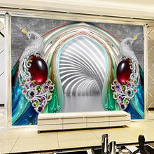 Papel de parede auto-adesivo 3d, papel de parede à prova d'água com diamante de pavão, joias para sala de estar, tv, sofá, fundo 3d 2024 - compre barato