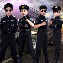 Disfraz de policía para niños y niñas, uniforme de policía del ejército, conjunto de ropa de manga larga, uniforme de actuación de lucha 2024 - compra barato