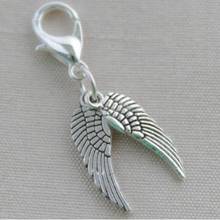 Vintage  Bronze Double Guardian Angels Wings Clip On Charms Pendants For Jewelry Making Findings Bracelets Gift 10PCS 2024 - buy cheap