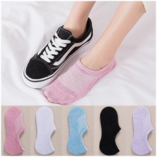 5 Pairs of Socks Women's New Solid Color Mesh Cotton Invisible Women's Socks Breathable and Sweat-absorbent Women's Boat Socks 2024 - buy cheap