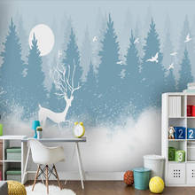 Milofi mural de papel de parede grande personalizado, simples pintado à mão floresta humor pássaro casa quarto infantil pintura de parede 2024 - compre barato