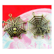 Pingente de teia de aranha 30 peças, amuleto de joia diy em bronze antigo tamanho 37.6x32.2mm 2024 - compre barato