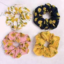 Strawberry Pineapple Printed Scrunchie Elastic Hair Band Hair Ties Girls Cute Elastic Ponytail Holder White Pink Yellow Headwear 2024 - buy cheap