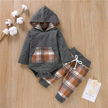 Conjunto de roupas infantis com capuz, 0-18m, outono, 2 peças, bebê, menino, menina, grade, calças, outono 2024 - compre barato