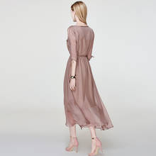 Женские платья, элегантное женское летнее платье из натурального шелка с коротким рукавом, однотонное длинное вечернее платье, женское Роскошное дизайнерское платье Z17X147 2024 - купить недорого