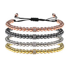 New Fashion Women Men Beaded Bracelet Charm CZ Cube Handmade Braided Macrame Bracelets Bangles Adjustable Rope Jewelry Pulseira 2024 - buy cheap