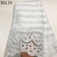 Tela de encaje africano blanco 2020 de alta calidad, tejido bordado de algodón francés de 2,5 yardas, cordón de tela de encaje suizo CP009 2024 - compra barato