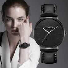 Горячие женские часы из Женевы Ультра тонкие кожаные часы женские часы Простой дизайн наручные часы relogio feminino reloj mujer saati 2022 - купить недорого