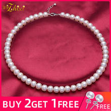 ZHIXI Pearl Necklace Fine Jewelry Real Freshwater Pearl Necklace Classic White Natural Stone For Women F001 2024 - buy cheap