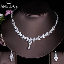 Angelcz marca lindo marquise zircônia cúbica casamento nupcial gota colar brinco conjuntos de jóias fantasia luxo para mulher aj187 2024 - compre barato