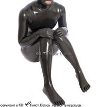 Catsuit de látex completo para hombre y mujer, traje Sexy negro con cinco dedos de los pies, calcetines, guantes, cremallera trasera, traje de cuerpo de goma, mono, LTY-0139 Zentai 2024 - compra barato