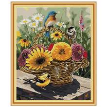 Bird and  flower basket counted printed on the canvas  11CT 14CT DIY kit Cross Stitch embroidery needlework Sets home decor 2024 - buy cheap