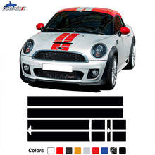 Capa de motor do carro capô tarja adesivo telhado tronco decalque para mini cooper coupe r58 cabrio r57 roadster r59 jcw acessórios 2024 - compre barato