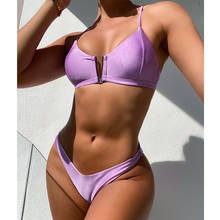 Mossha-bikini bandeau deportivo para mujer, traje de baño liso de realce, corte alto, elegante, sin espalda, novedad de 2020 2024 - compra barato