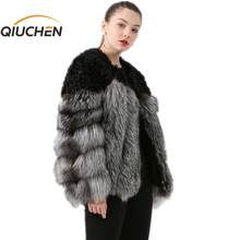 Qiuchen pj19023 2020 nova chegada real casaco de pele de raposa com pele de ovelha real moda modo venda quente frete grátis 2024 - compre barato