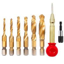 8PCS/Lots M3-M10 Screw Tap Drill Bits HSS Taps Woodworking Metric Combination Bit Titanium 1/4" IN Quick Change Hex Center 2024 - buy cheap