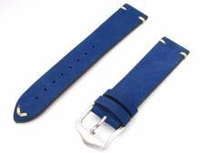 Rolami pulseira de couro de camurça e panturrilha 20 22mm, feita à mão, azul, luxo, cinto para seiko, omega tudor rolex 2024 - compre barato