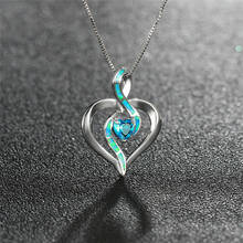 Cute Female Cross Heart Pendants Necklaces Fashion silver color Choker Necklace Blue Fire Opal Necklaces For Women 2024 - buy cheap