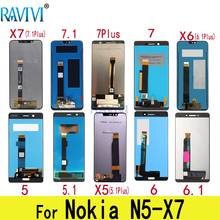 ЖК-дисплей для Nokia 5 5,1 6 6,1 7 7,1 Plus ЖК-дисплей сенсорный экран дигитайзер сборка Замена для Nokia X5 X6 X7 2024 - купить недорого