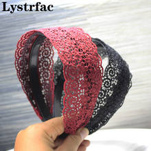 Lystroffac-Diadema de encaje de flores para mujer, bandana ancha Vintage, lazo para el cabello, accesorios para el cabello femeninos de tela 2024 - compra barato