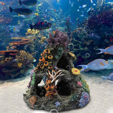 Grabado de decoración de acuario de Coral, adornos de cueva de roca de resina, casa de peces, descanso para dormir, decoración de juego oculto 2024 - compra barato
