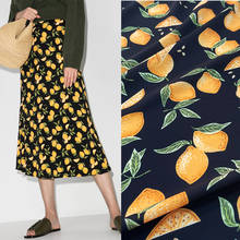 Tela de lino con estampado de limón y espalda negra para mujer, 145cm de ancho para tejido suave de vestido de verano, blusa, costura artesanal 2024 - compra barato
